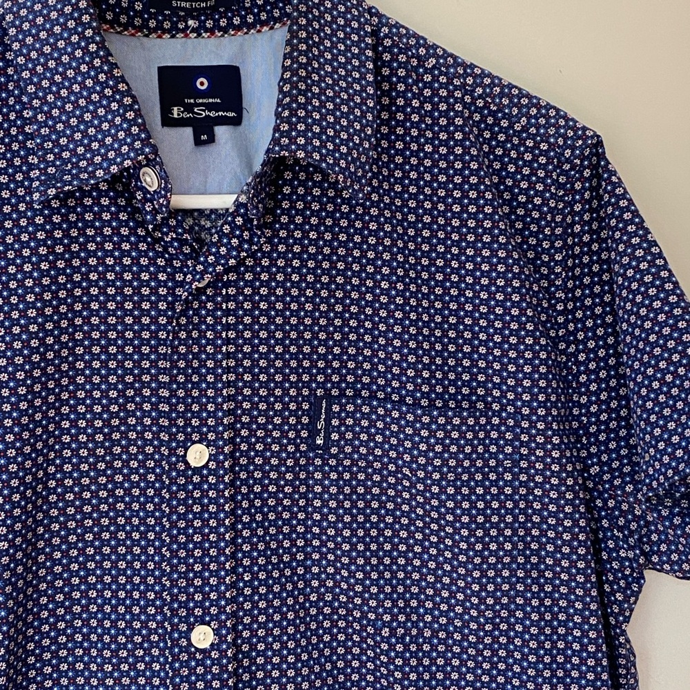 Ben Sherman Navy Blue Micro Floral Button-Down Shirt